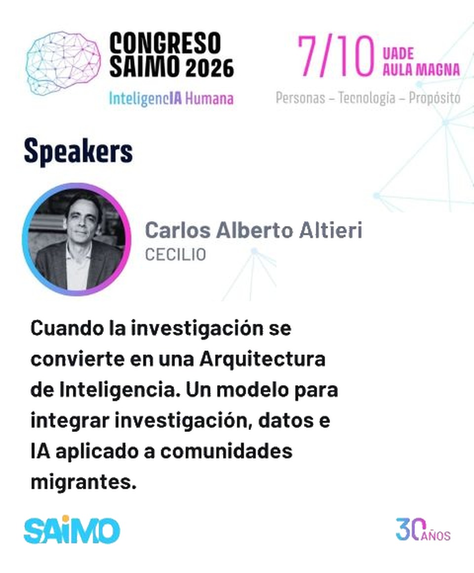 Carlos Altieri, speaker en el Congreso SAIMO 2026